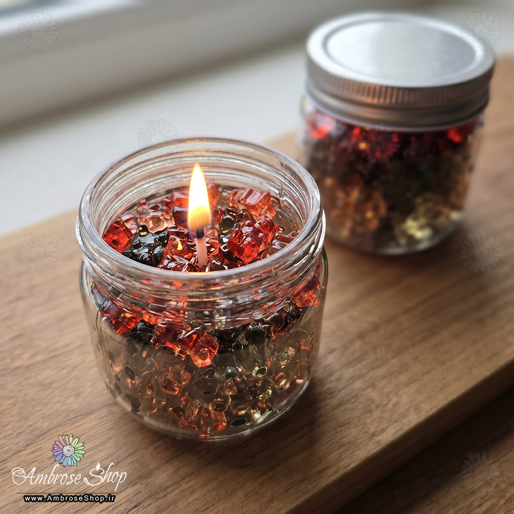 شمع جار پاستیل خرسی شفاف ژله ای فانتزی شیشه ای دردار امبرز شاپ