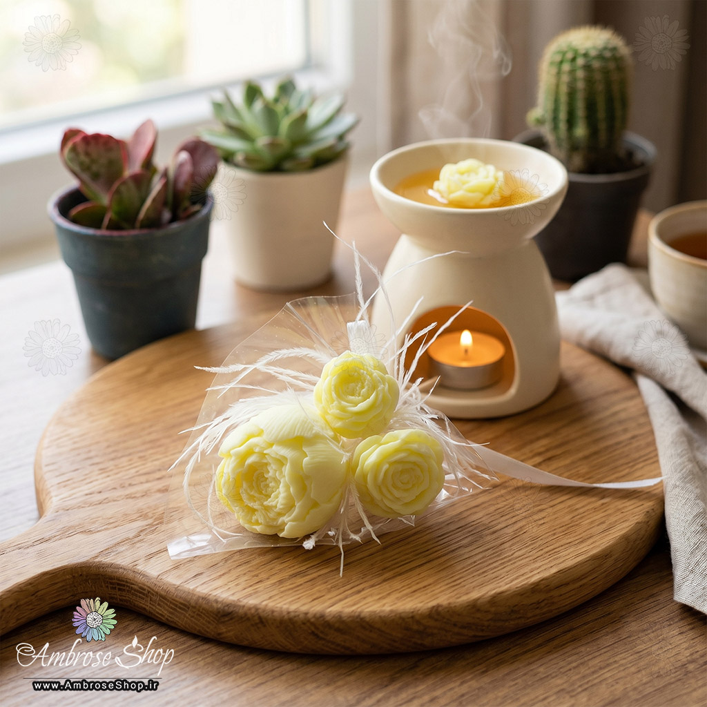 شمع گل وکس ملت معطر امبرز شاپ